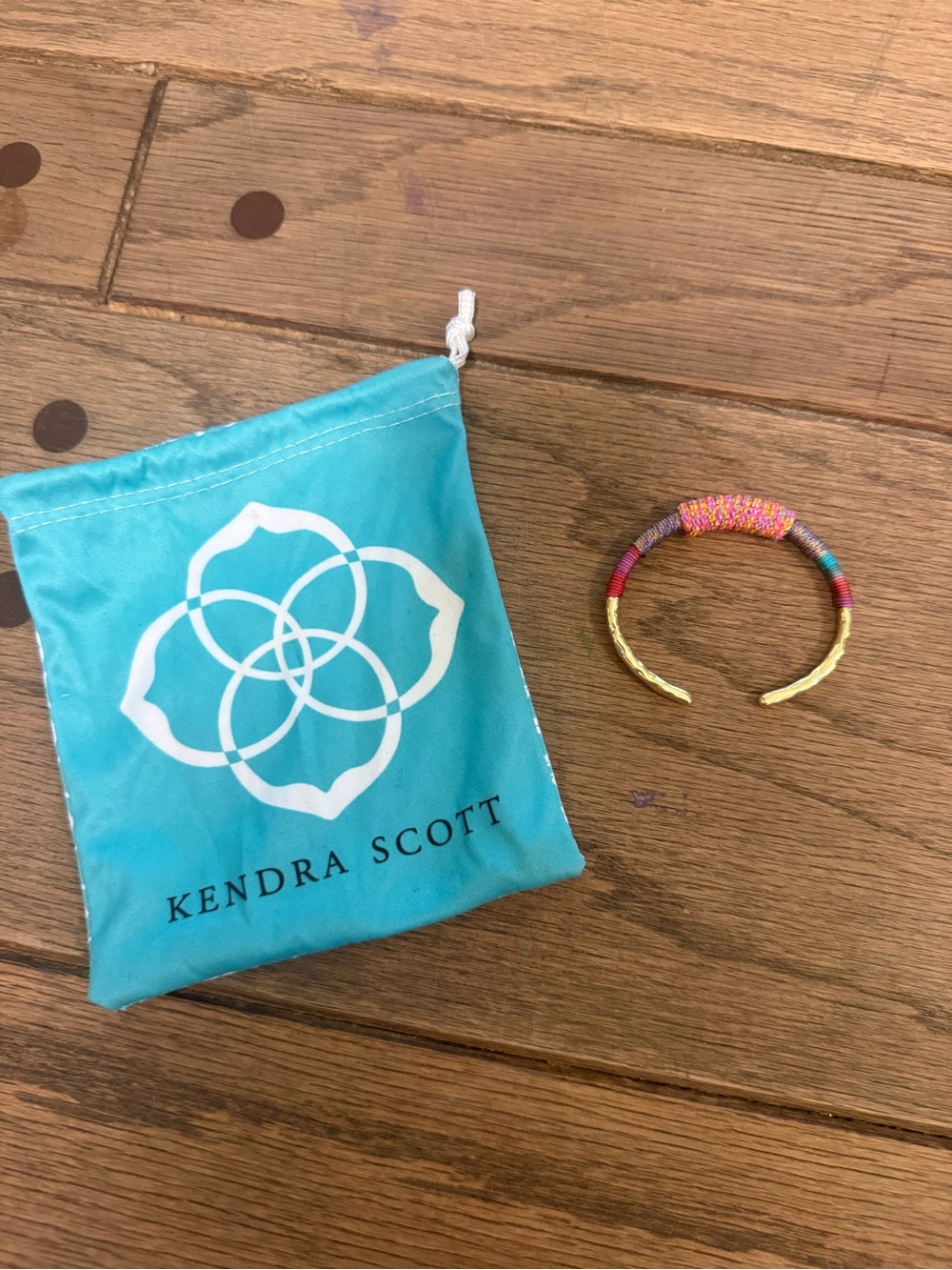 Kendra Scott Masie Gold Tone Cuff Bracelet with Multicolor Thread Wrap